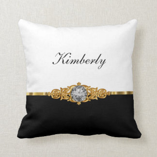 Coussin Damassé chique de Bling de monogramme