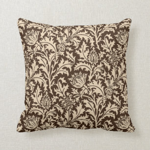 Coussin Damassé de chardon de William Morris, Taupe Tan e