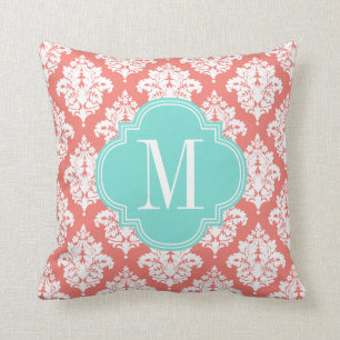 Coussin Damassé de corail élégante personnalisée