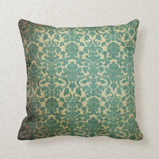 Coussin Damassé de cru de vert bleu