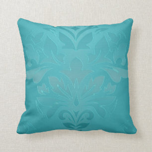 Coussin Damassé de grunge de turquoise