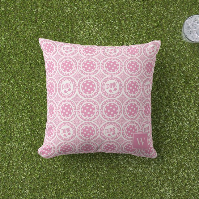Coussin Damassé de Pickleball Prépa – Motif Dink Rose   (Herbe)