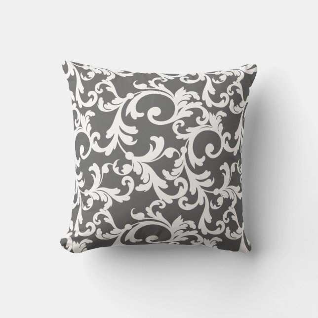 Coussin Damassé élégante gris-foncé (Recto)