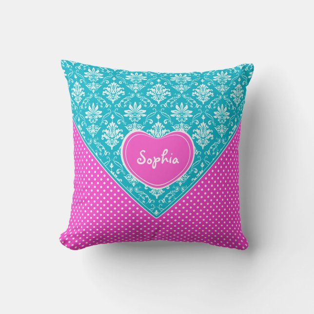 Coussin Damassé et pois de monogramme (Recto)