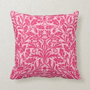 Coussin Damassé florale de Nouveau d'art, rose fuchsia