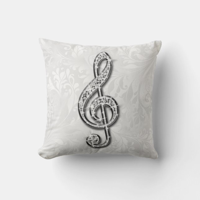 Coussin Damassé florale imprimée de note de musique de (Recto)