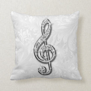 Coussin Damassé florale imprimée de note de musique de