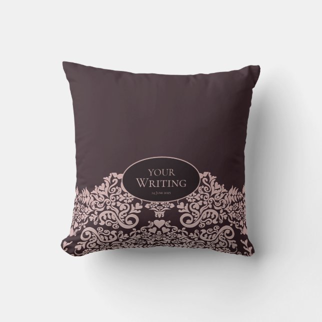 Coussin Damassé marron élégant (Recto)