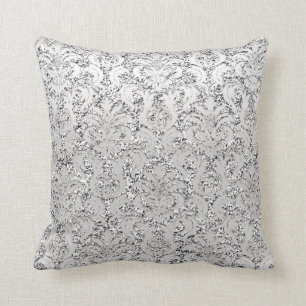 Coussin Damassé métallique de parties scintillantes gris