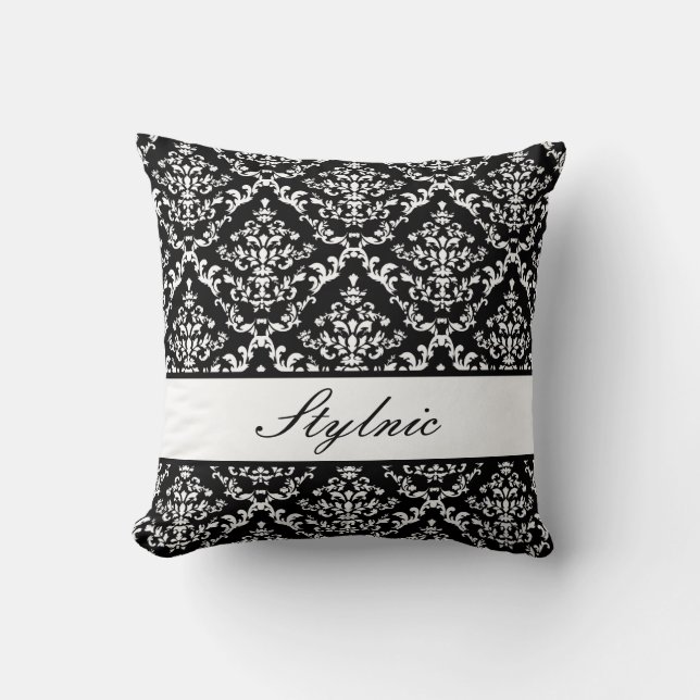 Coussin Damassé noire #1 @ Stylnic personnalisable (Recto)