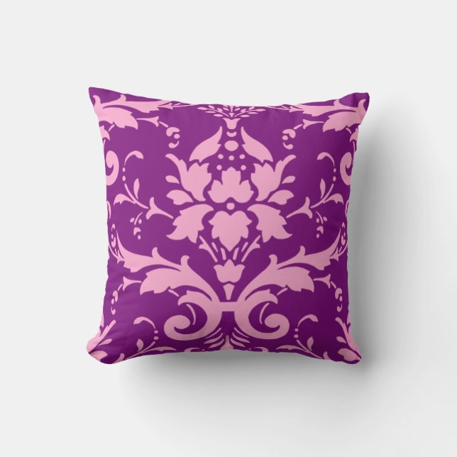 Coussin Damassé Rose Personnalisé (Recto)