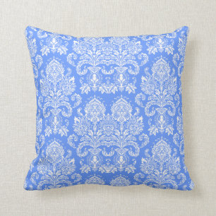 Coussin Damassé victorienne bleue de bleuet