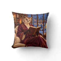 Dame au hibou victorienne lisant dans une biblioth