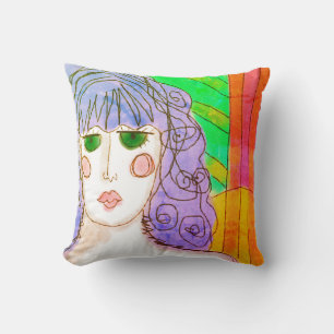 Coussin Dame aux yeux verts Art abstrait