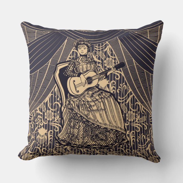 Coussin Dame avec guitare (Recto)