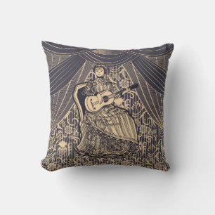 Coussin Dame avec guitare