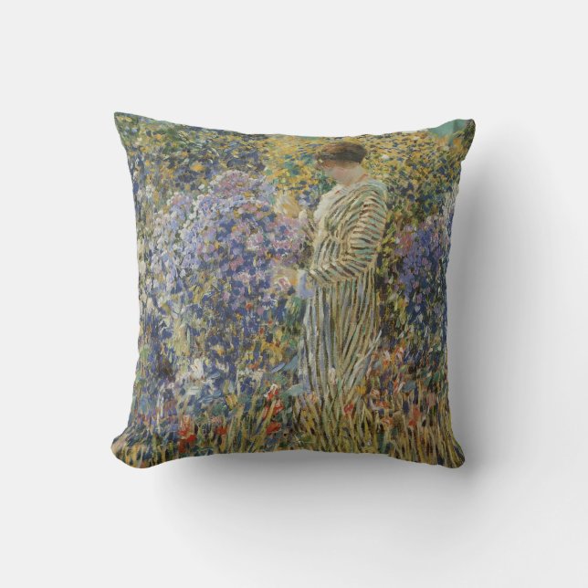 Coussin Dame dans un jardin par Frederick Frieseke, Beaux- (Recto)