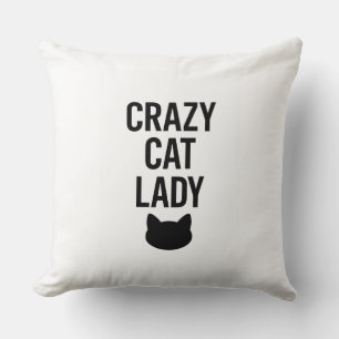 Coussin Dame de chat fou - Drôle cadeau Amoureux des chats