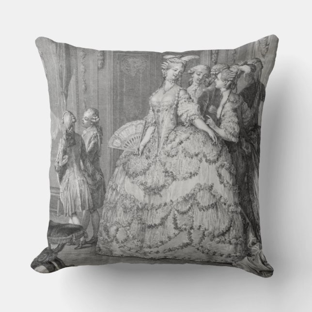 Coussin Dame de honneur de la Reine, gravée par P.A. Mart (Recto)