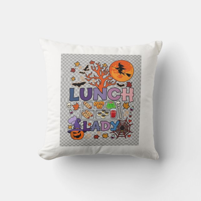 Coussin Dame de midi Halloween Sorcière Lune Citrouille_1 (Recto)