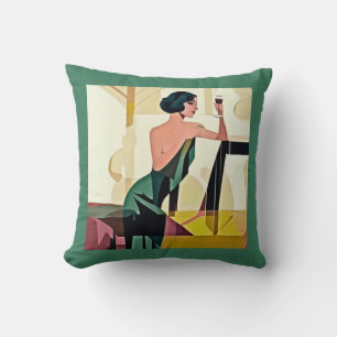 Coussin Dame déco dans l'art moderne vert