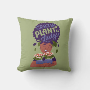 Coussin Dame Plante folle de la femme noire, Plantes de br