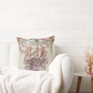 Coussin Dame vintage française avec roses