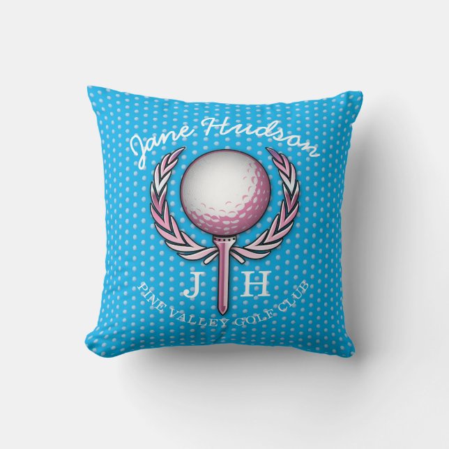 Coussin Dames Élégant Design Monogrammé de Golf (Recto)