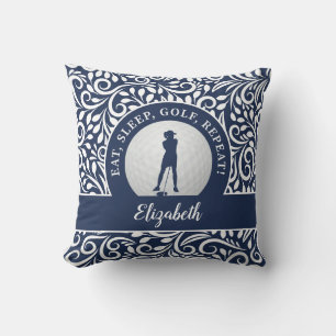 Coussin Dames Golf Silhouette Motif Moderne Bleu