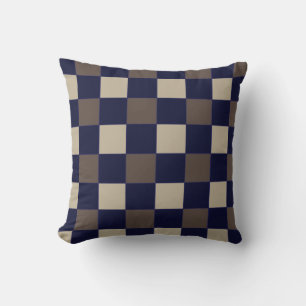 Coussin Damier à carreaux bleu foncé marron