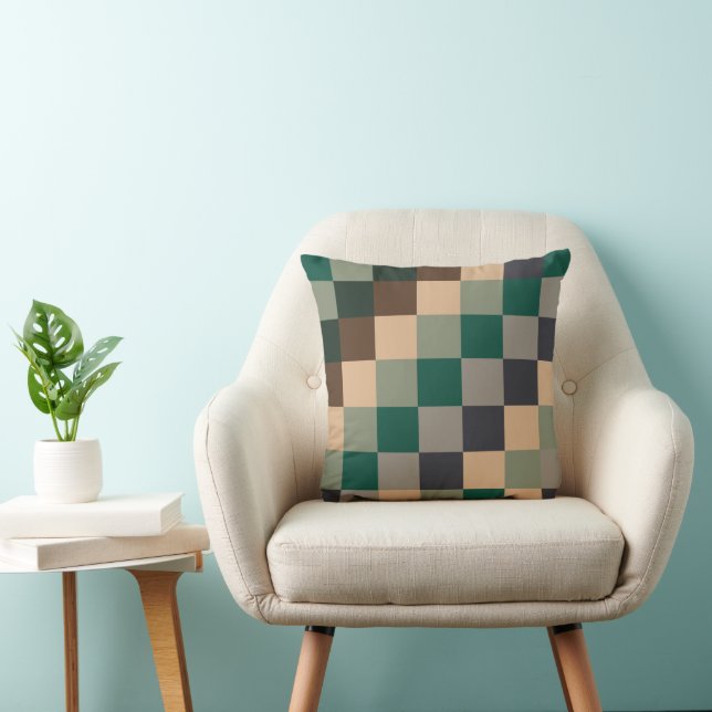 Coussin Damier de Contrôle de Couleur Moderne (Chaise)