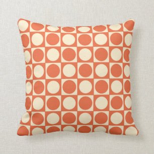 Coussin Damier de la moitié du siècle - nuances d'orange
