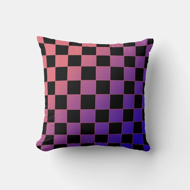 Coussin Damier dégradé violet rose moderne  (Recto)