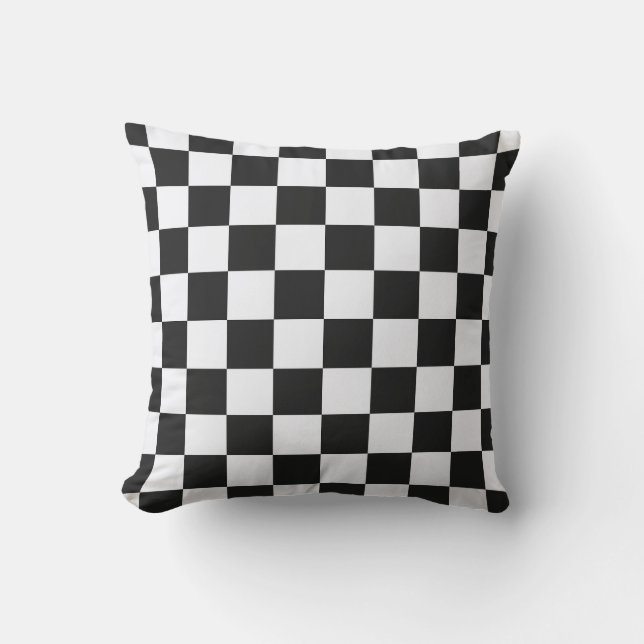 Coussin Damier Noir Siniestre et Blanc Fantôme (Recto)