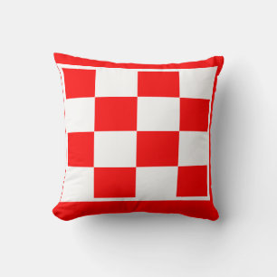 Coussin damier rouge et blanc