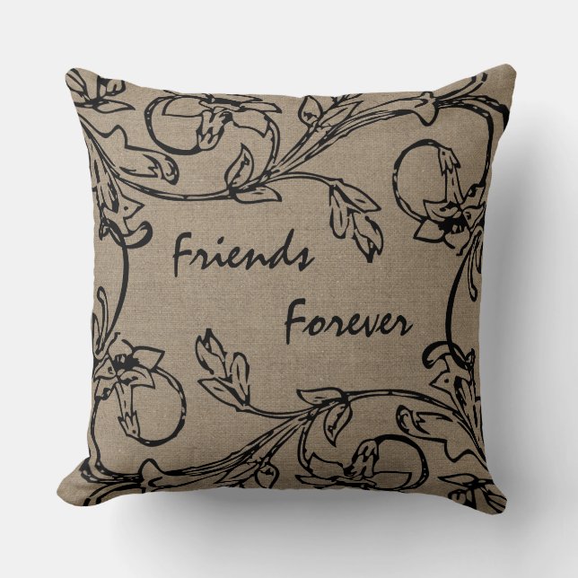 Coussin D'amis toile de jute florale d'effet de travail de (Recto)