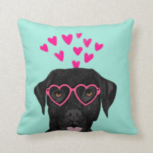Coussin d'amour des Valentines du Labrador noir