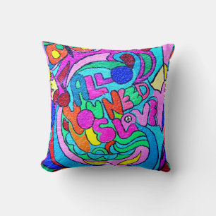 coussin d'amour hippie multicolore