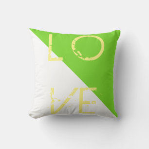 Coussin d'amour vert vif blanc oreiller