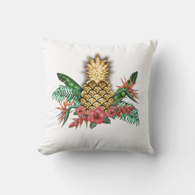 Coussin d'ananas de parties scintillantes d'or (Recto)
