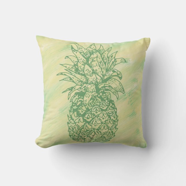 Coussin d'ananas vert et jaune (Recto)