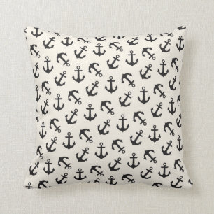 Coussin D'Ancres crème nautique et noir de motif loin
