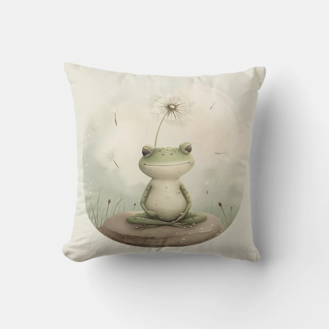Coussin Dandelion de méditation de grenouille (Recto)