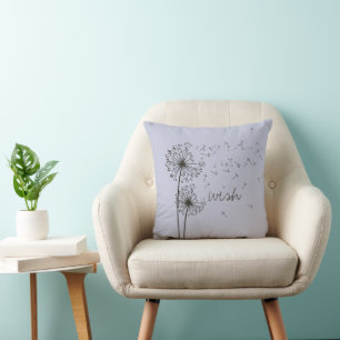 Coussin Dandelion graphique inspirant Vœu