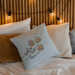 Coussin Dandelions colorés Foi chrétienne Espoir Amour