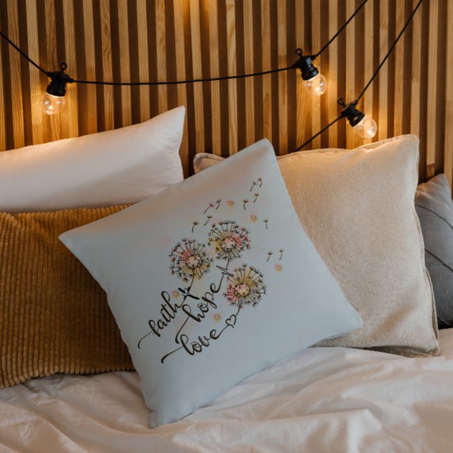 Coussin Dandelions colorés Foi chrétienne Espoir Amour (Créateur téléchargé)