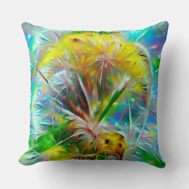 Coussin Dandelions Ethereal dans Neon Dreamscape (Recto)