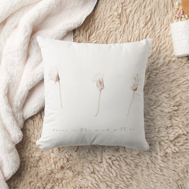 Coussin Dandelions sec encre dessin carte plat lancer orei (Couverture)