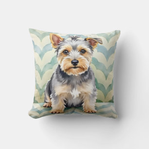 Coussin Dandie Dinmont Terrier Aquarelle Fond à Coquilles