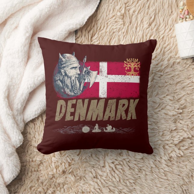 Coussin Danemark pavillon vintage viking et navire souveni (Couverture)